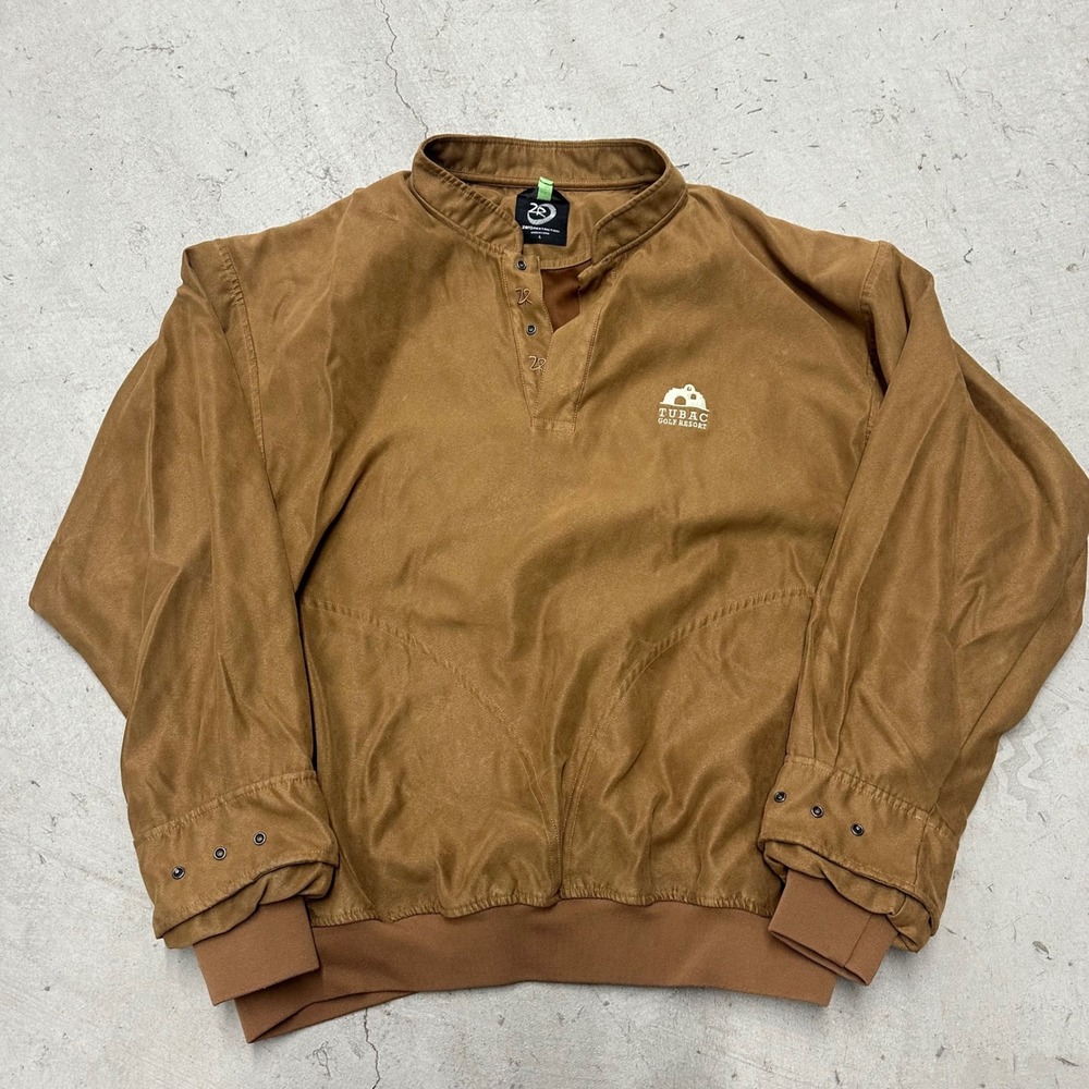Zero Restriction Mens L Brown Faux Suede Tubac‎ Golf Resort Windshirt Jacket